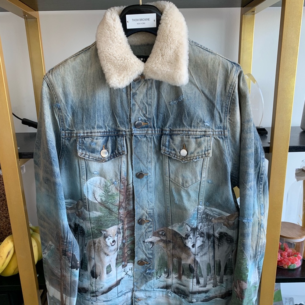Amiri 19FW Shearling Collar Wolf Denim Jacket